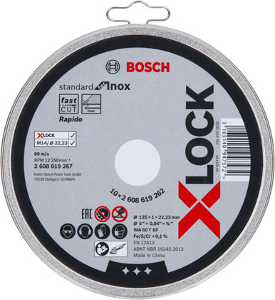 Bosch X-LOCK Cutting Disc For Inox 125 x 1 x 22.23mm - 2608619262 ...