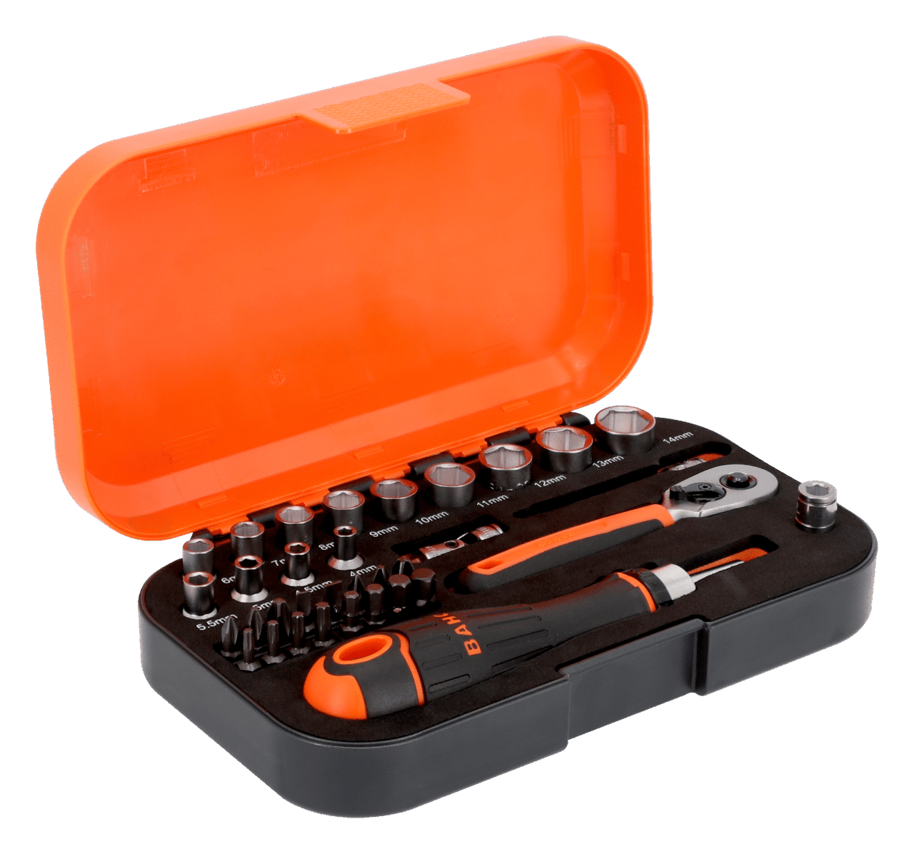 Stanley 1/4 Bit-Satz (25mm, 39-teilig Set mit Mini-Umschaltknarre und Steckschlüsseln) 1-13-906