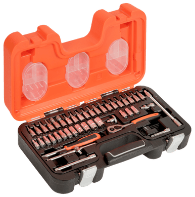 S460, Bahco 46-Piece Metric 1/4 in Standard Socket/Allen Key/Bit Set with  Ratchet, 6 point; e-Torx; Hex Bit; Phillips Bit;