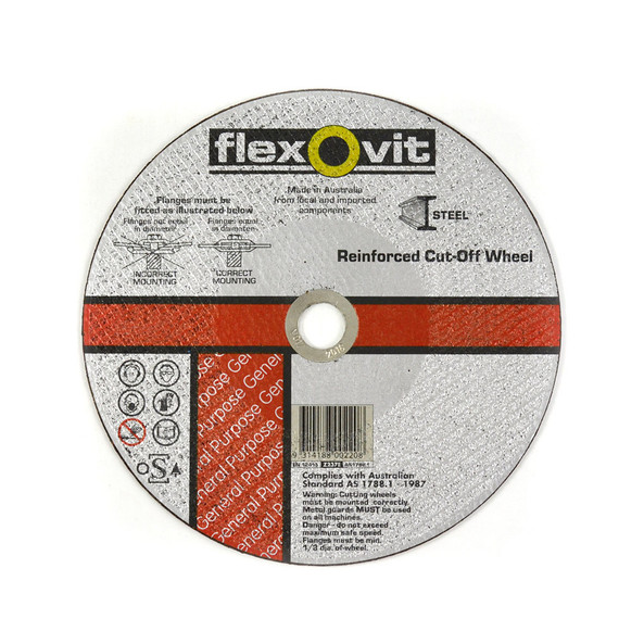 Flexovit ZA60Y-BF41 Maxx Reinforced Flat Metal Cut Off Wheel Tub of 100 | Gas