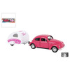 21Cm Pink Welly Vw Beetle With Caravan