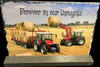 Forever in Our Thoughts Red Tractors with Bales Memorial Plque