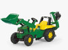 kids john deere ride on with trailer and backhoe