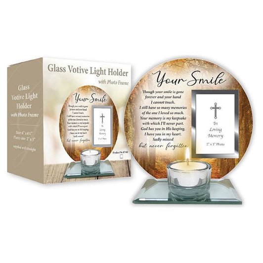 Your Smile Glass Votive Light Holder Photo Plaque