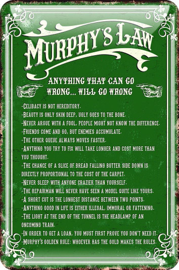 Irish Metal Sign - Murphy'S Law