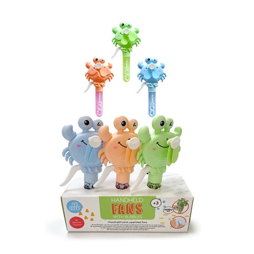 Crab Handheld Hand-Operated Fan with Bubbles