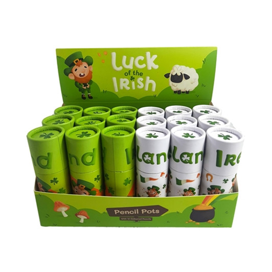 Luck of the Irish Ireland Pencil Pot with 12 Colouring Pencils