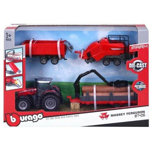 10Cm Massey Fergusson 8740S Tractor With 3 Trailers