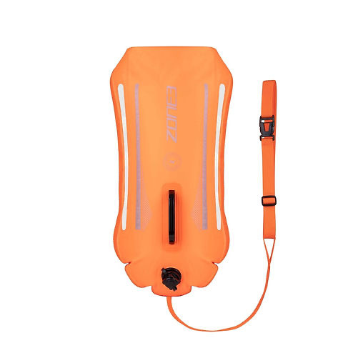 Zone3 Recycled 2 LED Light Backpack Swim Safety Buoy/Dry Bag (28L) (Hi-Vis Orange)