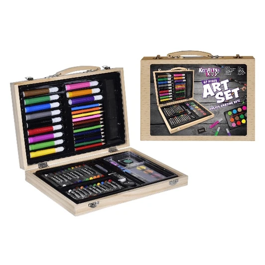 67pc Art Set In Wooden Carry Case
