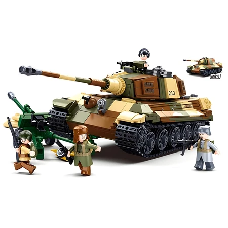 Sluban King Tiger Heavy Battle Tank WW2 (2-in-1) Building Set (M38-B0980, 930 Pieces)