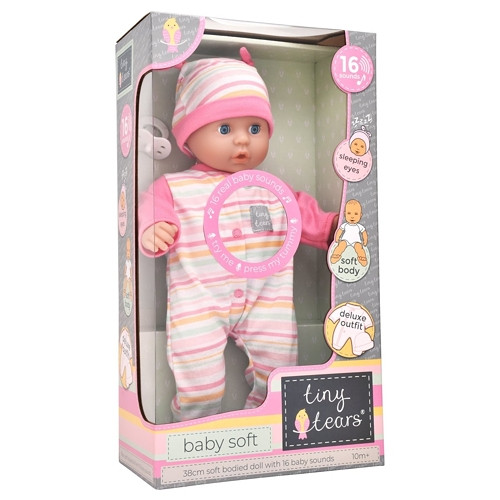 Tiny Tears Baby Soft Doll with 16 Sounds - 38cm