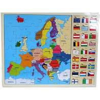 Europe Map & Flags Wooden Puzzle