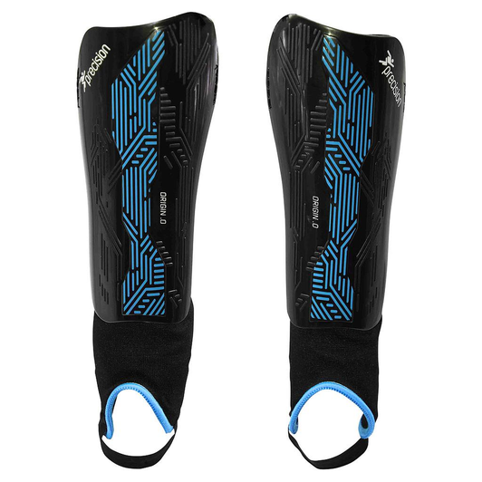 Precision Origin.0 Shin & Ankle Guards (Large, Black/Cyan)