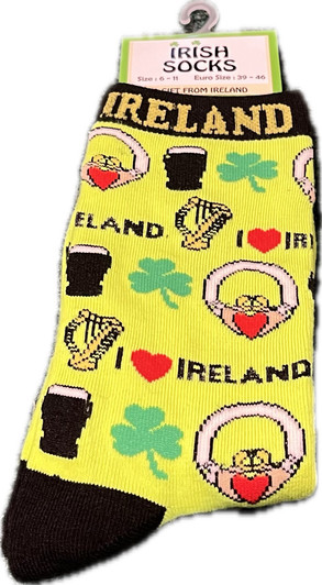 Socks I Love Ireland Irish Symbols
