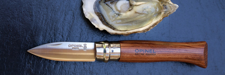 Opinel No.09 Oyster and Shellfish knife Padouk Wood Handle, 6.5cm. stainless blade, Virobloc locking.