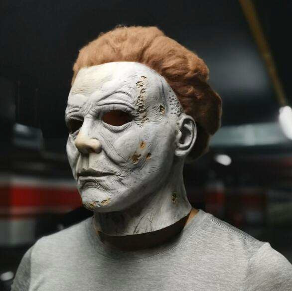 Michael Myers-Style Rotting Zombie Latex Mask with Hair