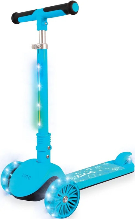 Zinc 3 Wheeled Folding LED Shine Scooter (Blue)