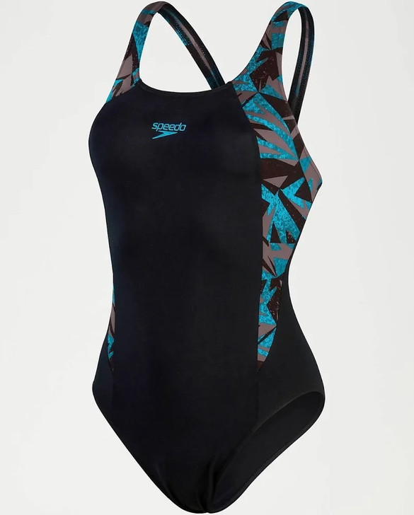 Speedo HyperBoom Splice Muscleback Junior Swimsuit (Black/Blue, 5-6 Years / 24")