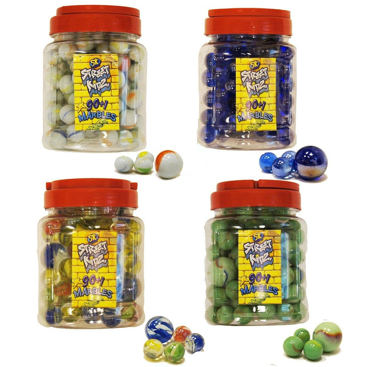 90+1 Marbles In Jar - 4 Asst
