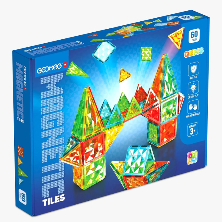 Geomag Magnetic Tiles Gems - 60 Pieces