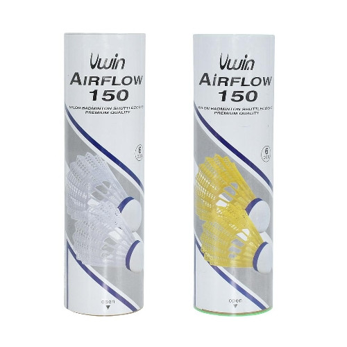 Uwin Airflow 150 Badminton Shuttlecocks (Tube of 6, Yellow, Medium)