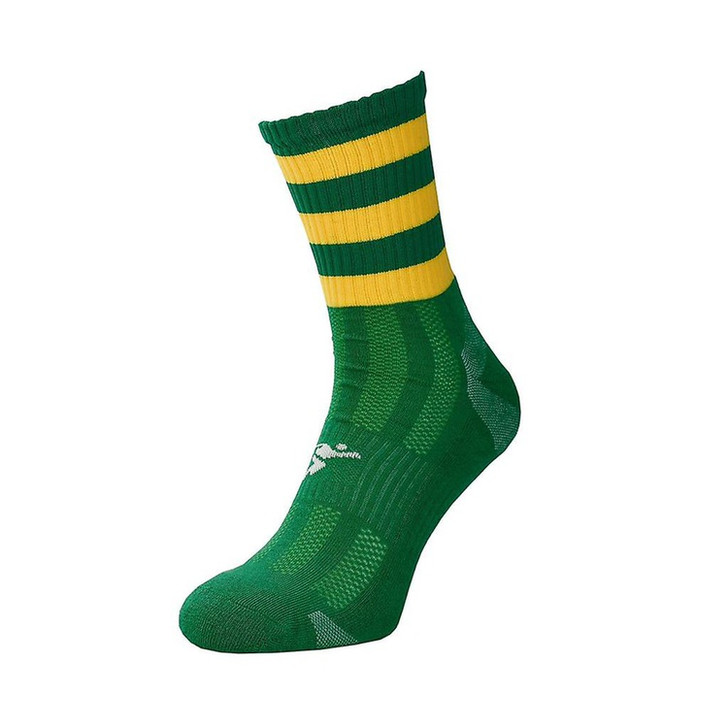 Precision Pro Hooped GAA Mid Socks (Green/Gold, 7-11)