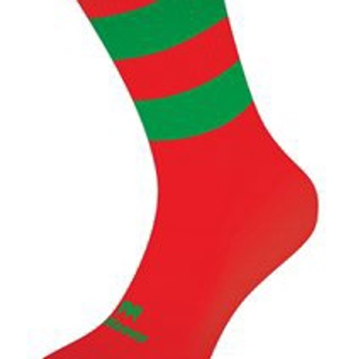 Precision Pro Hooped GAA Mid Socks (Red/Green, 7-11)