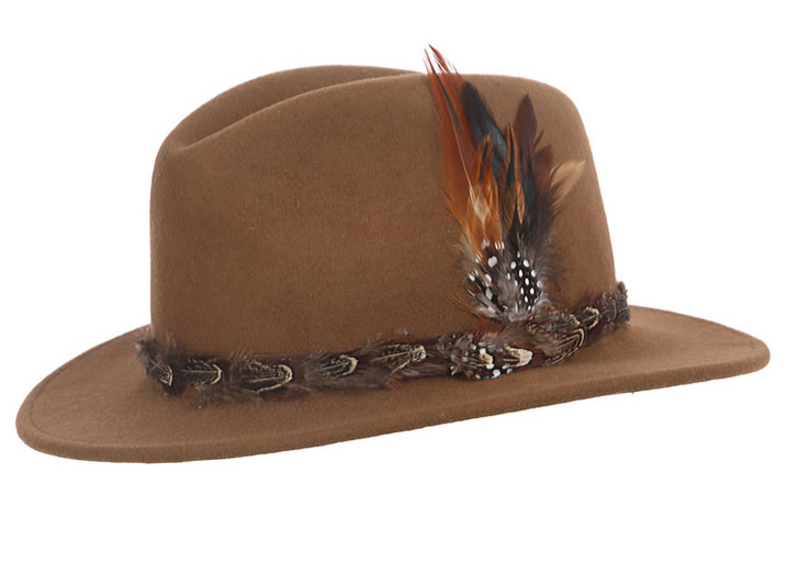 Kansas Wool Felt Crushable Hat Coffee - Small