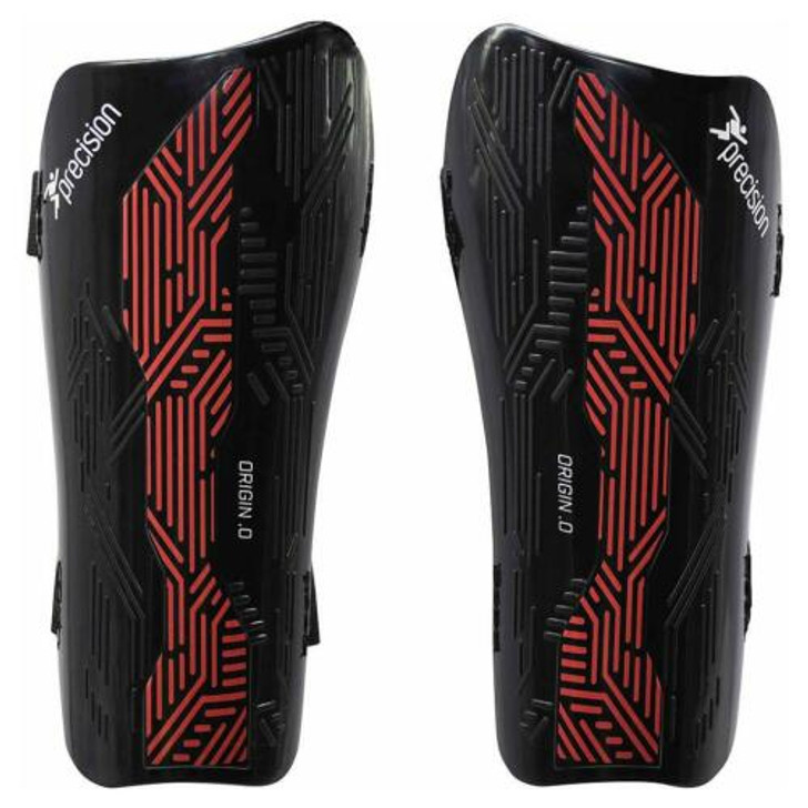 Precision Origin.0 Strap Shin Guards (Black/Black, XSmall)