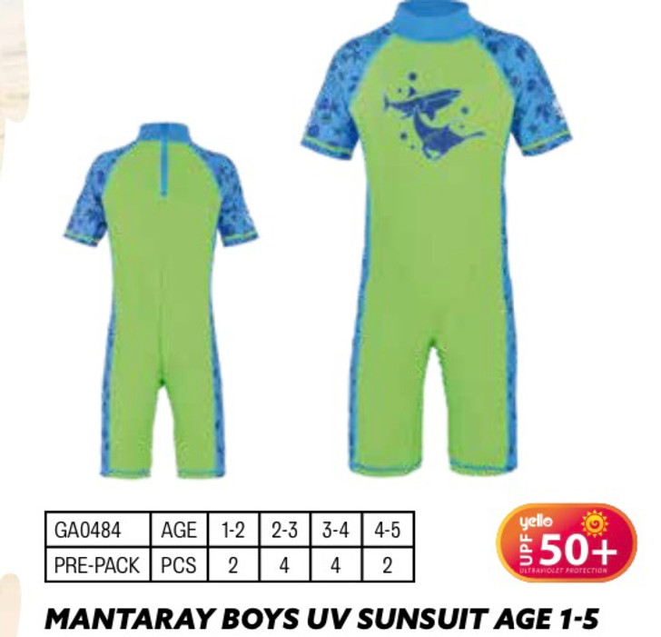 Yel Mantaray Boys Uv Sunsuit Age 4-5