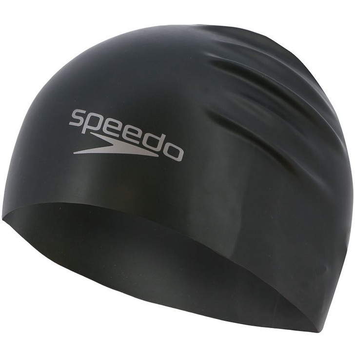 Speedo Moulded Silicone Cap (Black, Adult)