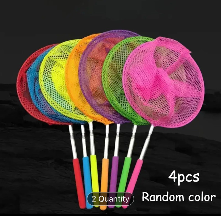 Foldable Fishing Net With Pole - 3 Assorted Colours