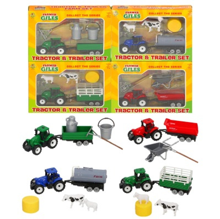 Farm Tractor W/Trailer & Animal (2 Asst)