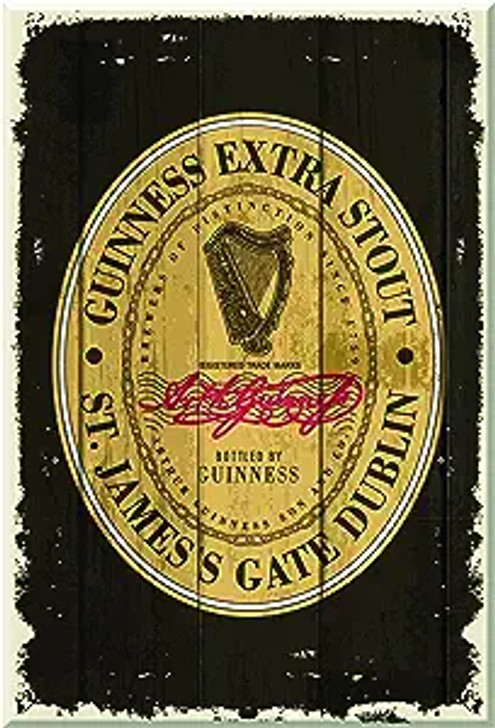 Guinness Wooden Sign Round Label