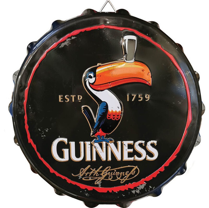 Guinness Metal Sign Bottle Cap Toucan