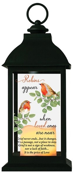 Robins Near You Lantern with LED candle (30cm)