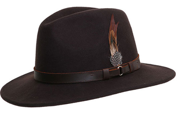 Dark Brown Wool Felt Ranger Crushable Hat