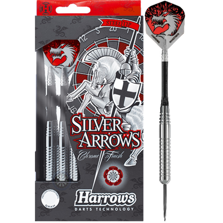 Harrows Silver Arrows Darts - Steel Tip Chromed Brass - 26g-D3099