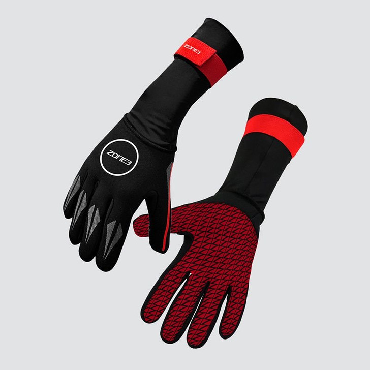 Zone3 Neoprene Swim Gloves (Large, Black/Red)