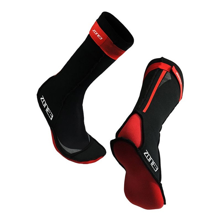 Zone3 Neoprene Swim Socks (Large, Black/Red)