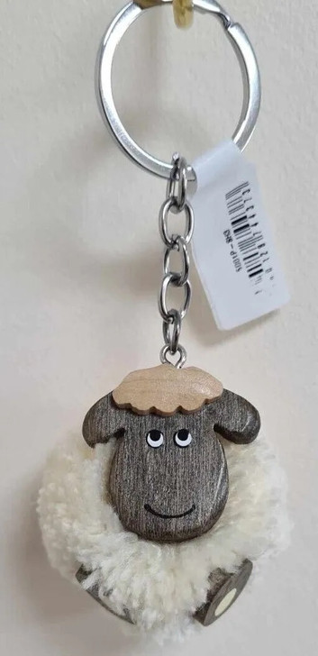 Fluffy Sheep Key Ring White New