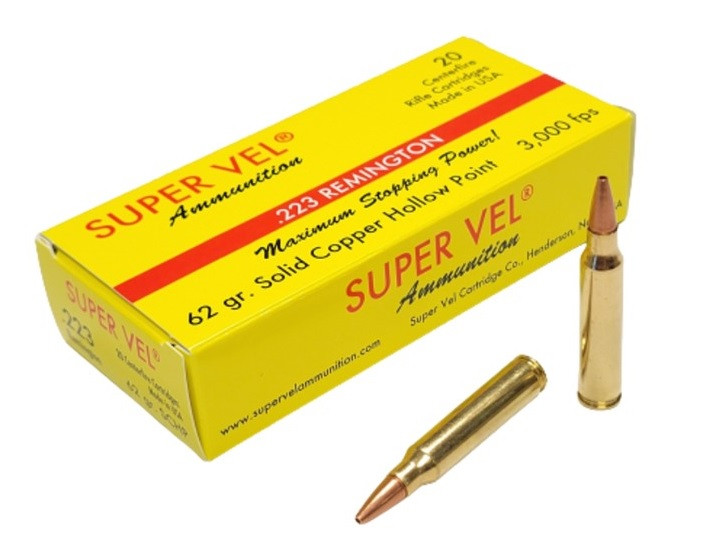 Super Vel 223 Rem Ammunition SVEL223SCHP20 62 Grain Solid Copper Hollow ...