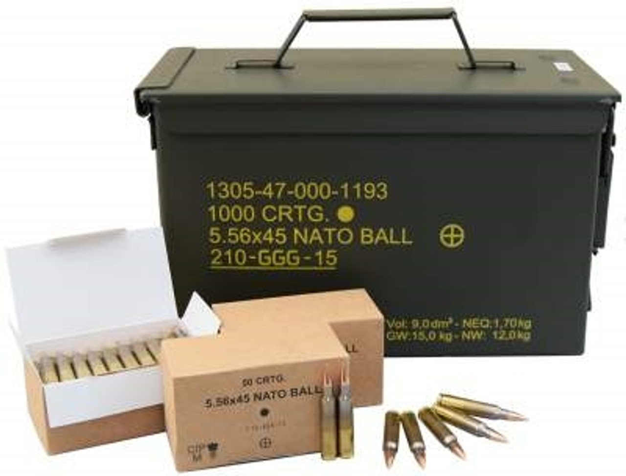 GGG 5.56x45mm NATO Ammunition M855 SS109 62 Grain FMJ Penetrator