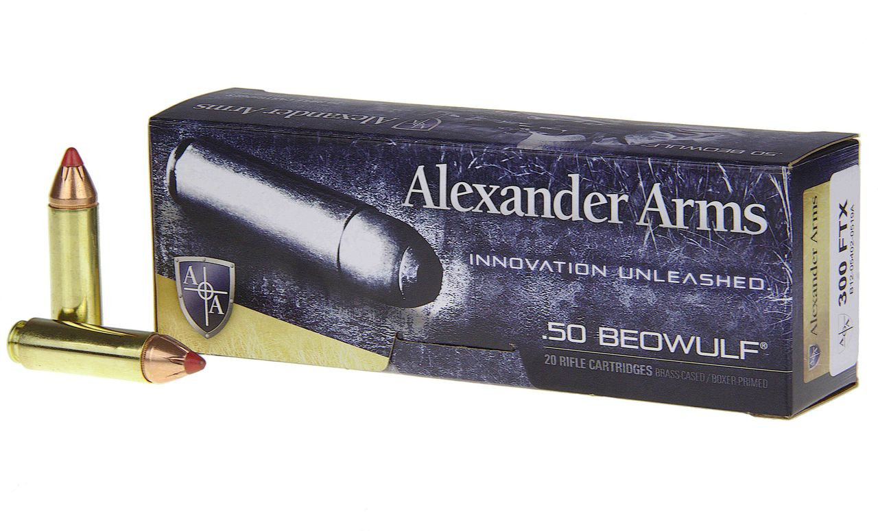 50 Beowulf vs Ballistics Gel Head., “Alexander Arms .50 Beowulf makes any  target fun!” Video credit: Goldspurs09, By Alexander Arms