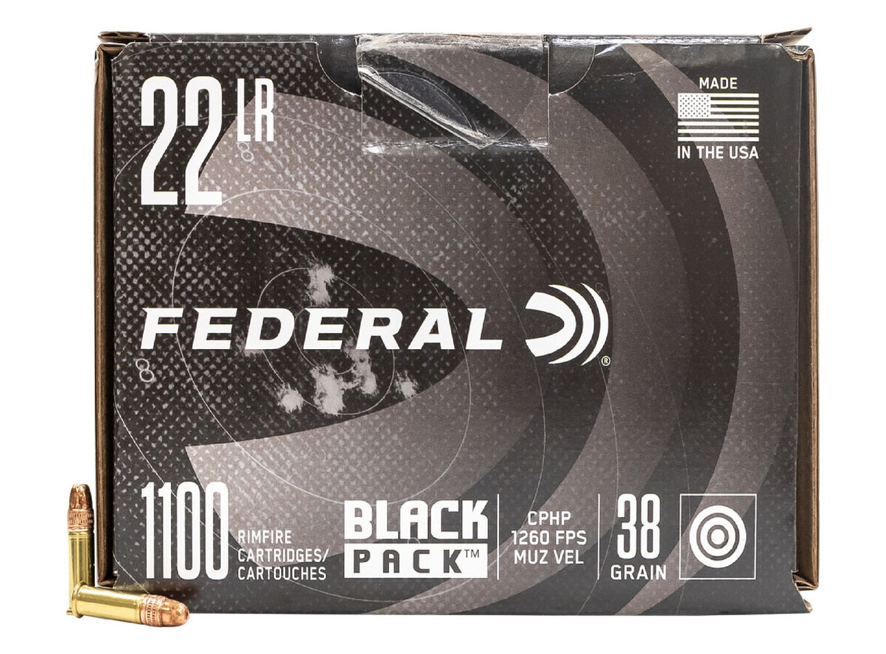 Federal 22 LR Ammunition Black Pack 788BF1100 38 Grain Hollow ...