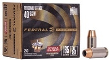 Federal 40 S&W Hydra-Shok Tactical P40HS3 165 gr Jacketed Hollow Point 20 rounds