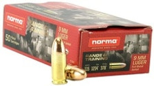 Norma 9mm Luger Ammunition 620240050 115 Grain Full Metal Jacket 50 Rounds