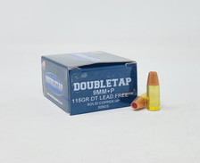 DoubleTap 9mm Luger +P Ammunition DTAP9MM115LFSCHP 115 Grain DT Lead Free Solid Copper Hollow Point 20 Rounds