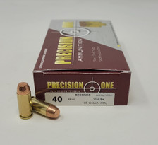 Precision One *REMAN* 40 S&W Ammunition PONE1370 165 Grain full Metal Jacket 50 Rounds